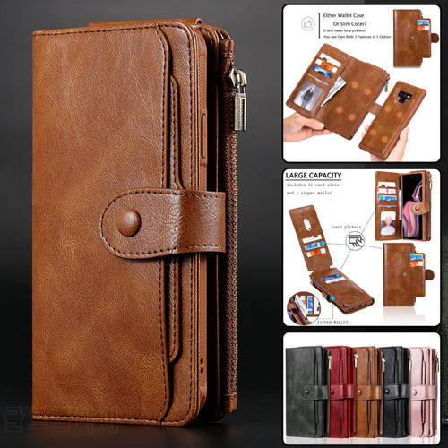 Zipper Leather Case For Samsung Note 9 8 10 20 Ultra Magnetic Wallet Card Cover For Galaxy S22 S21 S20 FE S9 S8 S10 Plus Coque