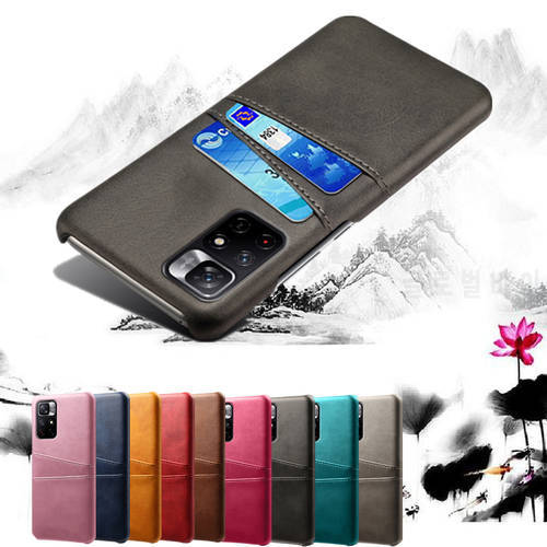Case With 2 Credit Card For Xiaomi Redmi Note 11 10 9 Pro 10S 9S 8 7 Pro 9A Poco F3 X3 NFC GT Mi 11 11T 10T Pro Lite Funda Cover