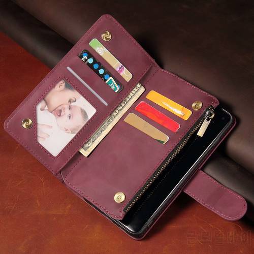 Leather Wallet For OPPO F11 Pro/ F7 F11 Case Magnetic Zipper Wallet Mobile Retro Wallet Flip Card Stand