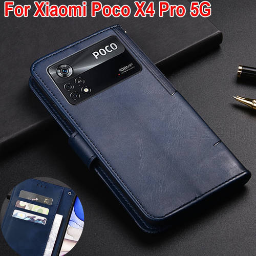 Luxury Flip Book Leather case Xiaomi Poco X4 Pro 5G Cover POCO X4 Pro NFC 5G Case Poco X4pro X 4 pro 5G Stand Card Holder Cover