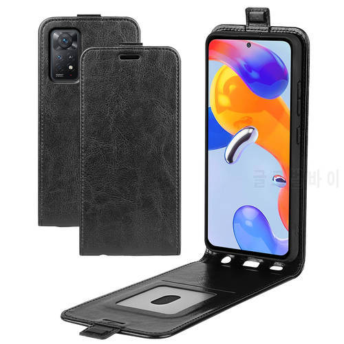 Case for Xiaomi Redmi Note 11 Pro 5G 4G (6.67in) Cover Down Open Style Flip Leather Card Slot Black Note11+ 11Pro Note11Pro