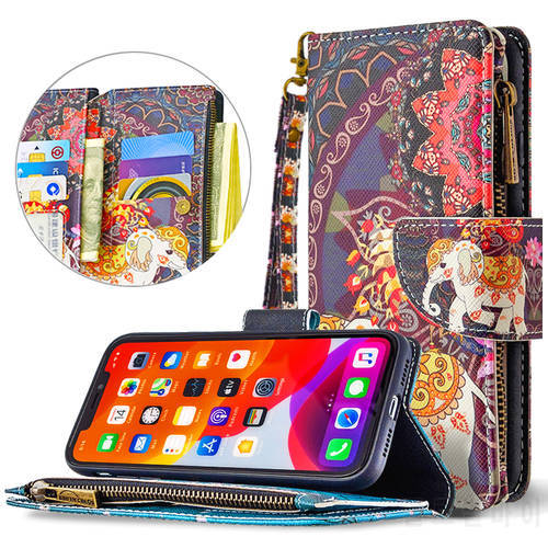 For Samsung Galaxy A13 A53 A12 A22 A32 A42 A52 A72 5G A41 A51 A20e A71 A40 A50 Painted Leather Case Flip Zipper Bag Phone Cover