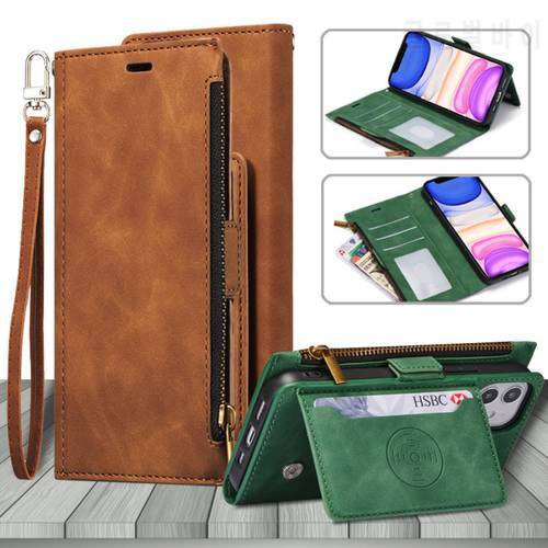 For Samsung Galaxy A22 A32 A42 A52 5G A02s A41 A50 A40 A20e A70 A21s Luxury Zipper Wallet Card Bag Leather Case Flip Phone Cover