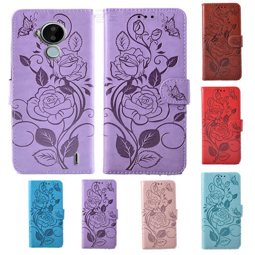 Fashion 3D Flower Flip Leather Wallet Phone Case For Nokia C30 Phone stand function cover with card slot