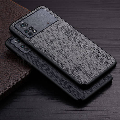Case for Xiaomi Poco X4 Pro funda bamboo wood pattern Leather phone cover Luxury coque for xiaomi poco x4 pro case capa
