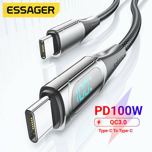 Essager 100W USB C To USB Type C Cable PD Quick Charge 4.0 6A Type-C Cable For Xiaomi Mi11 POCO X3 Huawei Samsung Macbook iPad