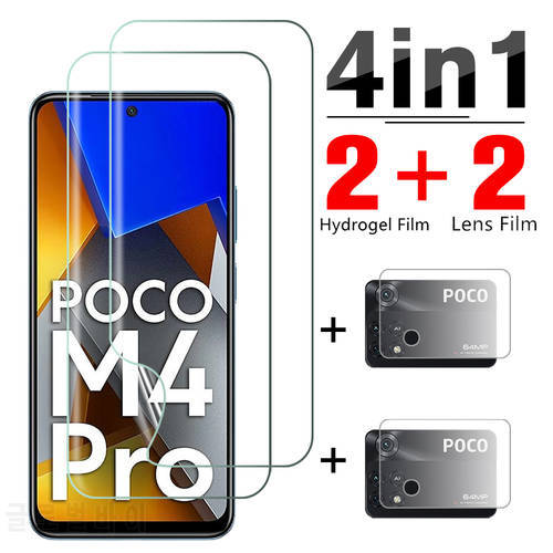 4in1 Hydrogel Film For Xiaomi Poco M4 Pro 4G Screen Protector For Poco X3 X4 M3 M4 Pro 5G F3 X3 NFC Camera Lens Protective Film
