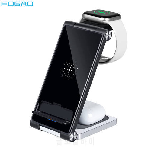 20W Wireless Charger 3 in 1 Fast Charging Station for Apple Watch 8 7 SE 6 iPhone 13 12 11 XS XR X 8 Airpods Pro Foldable Stand