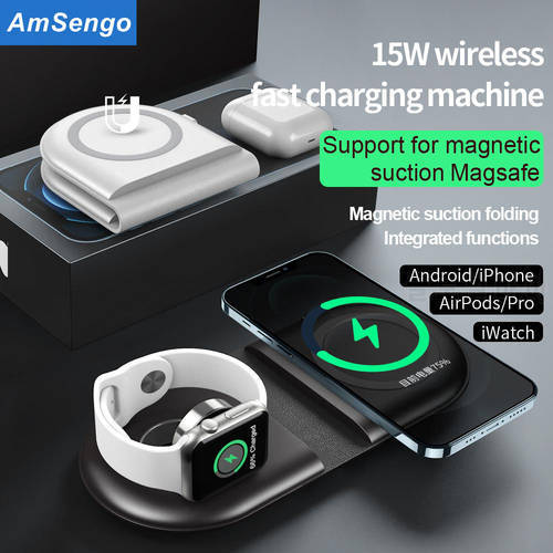 Fast 15W Magnetic Wireless Chargers For iPhone 13 13Pro Max Folding Wireless Charging Station For Apple Watch 7 for Airpods Pro