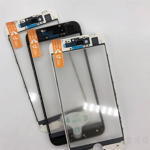 5 PCS/Lot Front Screen Glass + OCA Glue With Frame and Ear Speak Mesh for iPhone 5S 6 7 8 Plus Xr 11 Repair Replacement