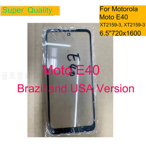 10Pcs/Lot For Motorola Moto E40 Touch Screen Front Outer Glass Panel Lens For Moto E40 XT2159-3 LCD Front Glass With OCA