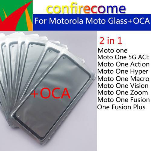 10Pcs For Moto One Action Hyper Macro Vision Zoom Fusion Plus 5G Ace LCD Front Touch Screen Lens Glass With OCA Glue Replacement