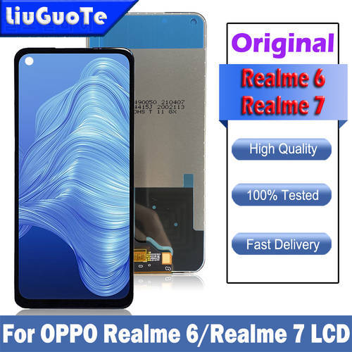 Original Black 6.5 ” For Oppo Realme 6 RMX2001 realme 7 RMX2155 LCD Display Touch Screen Digitizer Assembly Replacement