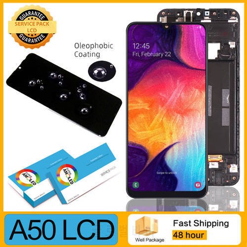 100% Original Display with frame for Samsung Galaxy A50 2019 A505F/DS A505F LCD Touch Screen Digitizer Assembly Repair Parts
