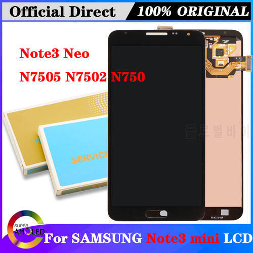 100% Original new For Samsung Galaxy N7505 /Note3 Neo Mini Lite N7502 Display Touch Screen Frame Digitizer Repair Parts N750 LCD