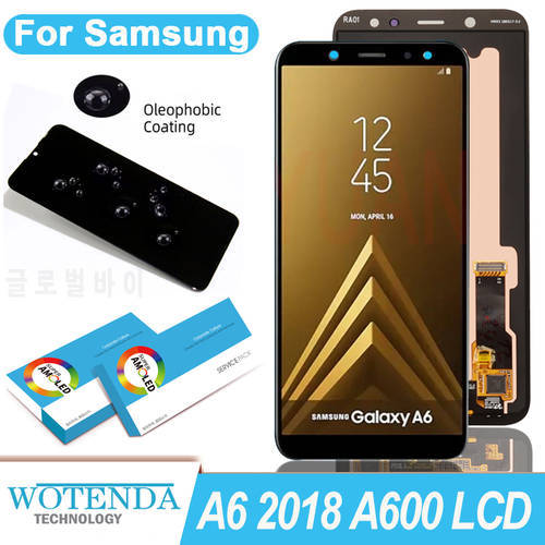 Original 5.6&39&39 Super AMOLED LCD Display with Touch Screen Digitizer Assembly for Samsung Galaxy A6 2018 A600 Repair Parts
