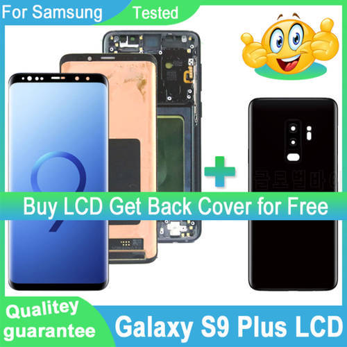 100% Original For Samsung Galaxy S9 Plus G965 G965F LCD Touch Screen Digitizer Repair For S9 Plus LCD Display with Back Cover
