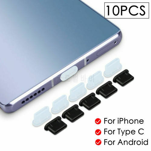 10Pcs Silicone Phone Dust Plug Charging Port Rubber Plugs Dustproof Cover Cap for Iphone 13 12 Pro Max Samsung Xiaomi Google LG