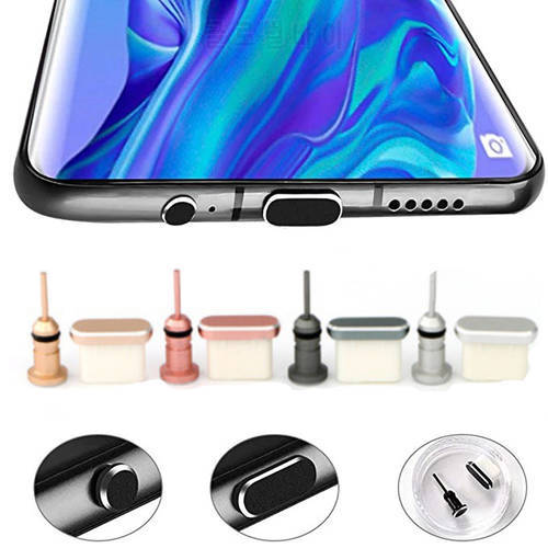 Light Weight Portable Type C/Micro USB Metal Dust Plug Cover 3.5 mm Mini Mobile Phone Earphone Port Dustproof Jack Set