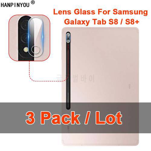3 Pack For Samsung Galaxy Tab S8 / Plus Ultra Clear Slim Soft Transparent Tempered Glass Back Camera Lens Screen Protector Film