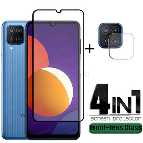 4-in-1 For Samsung Galaxy M12 Glass For Samsung M12 Tempered Glass Full Phone Film Screen Protector For Samsung M12 Lens Glass
