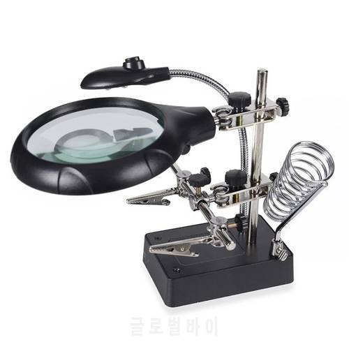 Welding Magnifying Glass Led Loupe Multifunctional Magnifier, 8X Desktop Welding Workbench Magnifying Glass with Charger