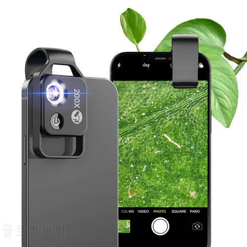APEXEL HD Camera Lens 200X Microscope Lens for iPhone Android Universal Phone High Magnification LED Easy Use Magnifying Glass