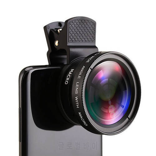 2 in 1 Design Universal Phone Clip Mobile Phone HD Camera Lens Professional 37MM 0.45X 49UV Super Wide Angle Mobile Phone Lens