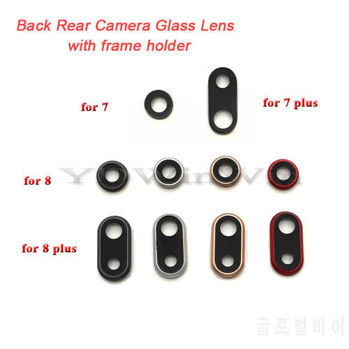 2 pcs Back Rear Camera Glass Lens Ring Cover For iPhone 7 7plus 8 Plus with frame holder Replacement Parts