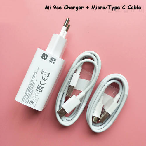 Original For Xiaomi Mi 9 SE Charger QC3.0 Fast Charging Power Wall Adapter Micro/Type C Cable For Redmi Note 8 Pro Max 3 Poco X3