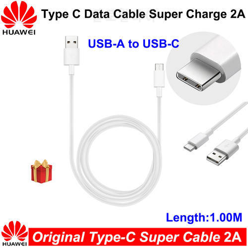 2A Original Huawei Type C Cable 100CM USB 3.1 Fast Charger Data Cable P20 Pro P10 P9 Plus Nova 5i 5 3e 2 M6 M5 Honor 20 Lite 20