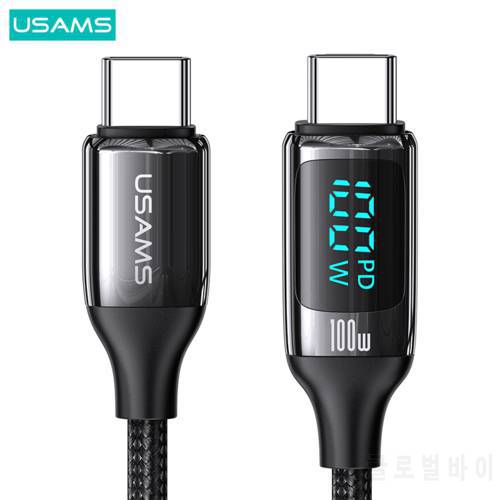 USAMS U78 PD 100W Digital Display Fast Charging Data Cable For Macbook iPad Air Pro Type C Cable For Huawei Xiaomi Samsung OPPO