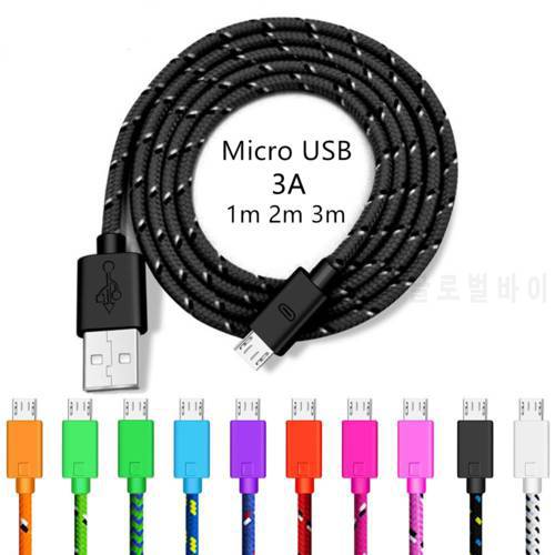 1m/2m/3m Braided Micro USB Cable Data Sync USB Charger Cable For Samsung S7 HTC LG Huawei Xiaomi Android Phone Cables wire code
