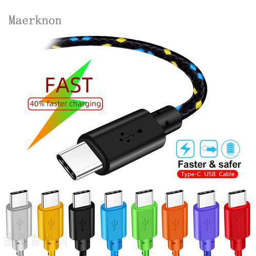Maerknon USB Type Cable Fast Charging Data 2.4A 1m/2m/3m For Xiaomi Samsung Huawei P20 Pro Phone Charger Accessory USB C Cable