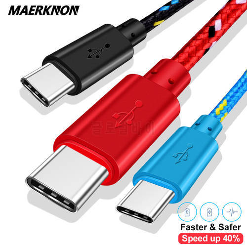 USB Type C Cable Fast Charging for Samsung S20 S21 Xiaomi Huawei Oneplus Nylon Braided Mobile Phone Type-c USB C Charger Cord