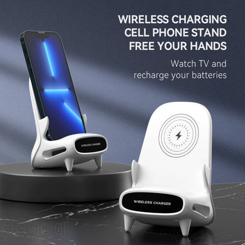 15W Wireless Desktop Charger Stand Induction Type C for iPhone 12 X XS Samsung Xiaomi Phone Charging Station Cell Phone Holder