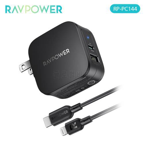RAVPower 30W Wall Charger 2 Port Quick Charge 3.0 PD Fast Charging EU US Adapter Mobile Phone Cargador for IPhone Laptop Tablet