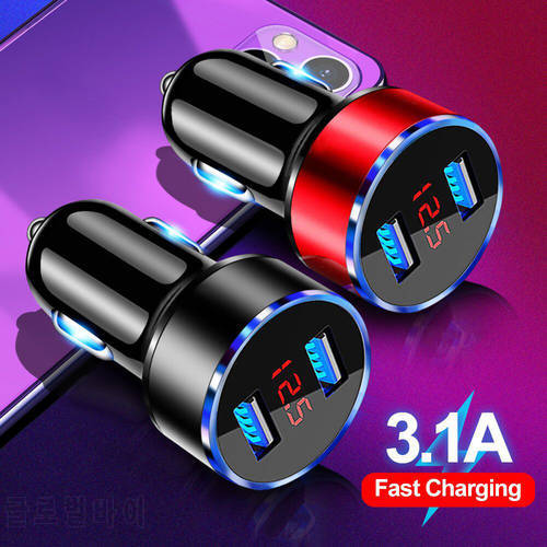 18W Car Charger For Huawei Xiaomi RedMi 10 9 LED Fast Charging Plug Quick Phone Charge For iPhone 12 Samsung LG Dual USB Adapter