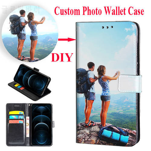 Leather Flip Wallet Case For Samsung Note 10 Pro 9 8 S7 edge S8 S9 S10 Plus S22 Ultra S21 S20 FE J4 J5 J7 Customize Photo Cover