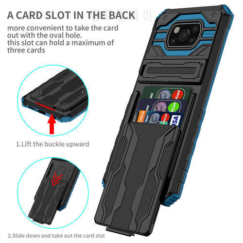 PocoX3 Pro Case Kickstand Card Slot Credit Cover For Xiaomi Poco X3 Pro NFC M3 Pro 5G Redmi Note 11 10 Pro 10S Redmi 10 9T 9A 9C