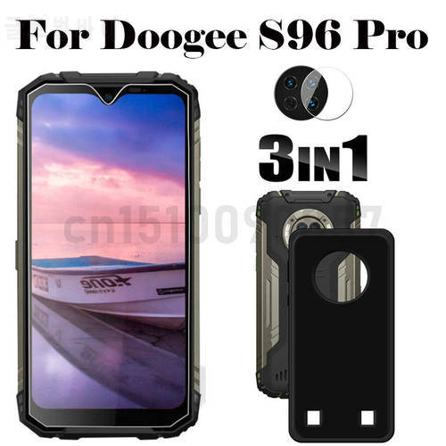 3-in-1 Screen Protector+Phone Case For Doogee S96 Pro Glass Anti-Shock Case Cover on For Doogee S96 Pro Tempered Glass