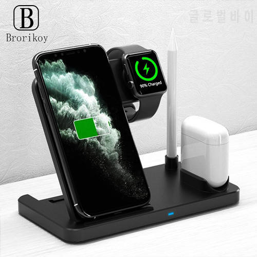 4 in 1 Wireless Charger Stand For AirPods Pro iWatch 6 5 4 3 10W Fast Charging for iPhone 12 11 Pro XS XR SE2020 Max Charge Dock
