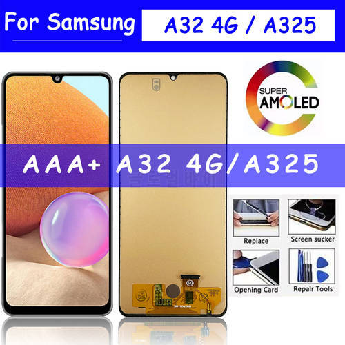 AAA+quality For Samsung Galaxy A32 4G LCD For Samsung A325 A325F SM-A325F/DS LCD Display Frame Touch Digitizer Screen A325 LCD