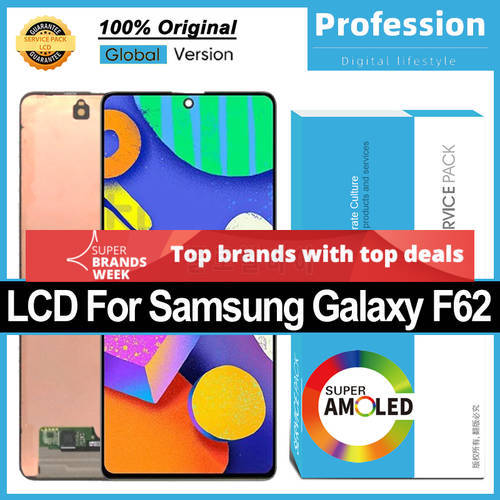 100% Original 6.7&39&39 AMOLED Display For Samsung Galaxy F62 SM-E625F SM-E625F/DS LCD Touch Screen Repair Parts + Service Pack
