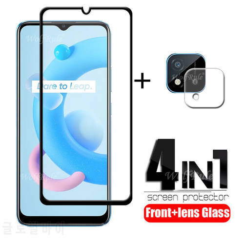 4-in-1 For OPPO Realme C20 Glass For Realme C20 Tempered Glass Full Cover Glue Screen Protector For OPPO Realme C20 Lens Glass