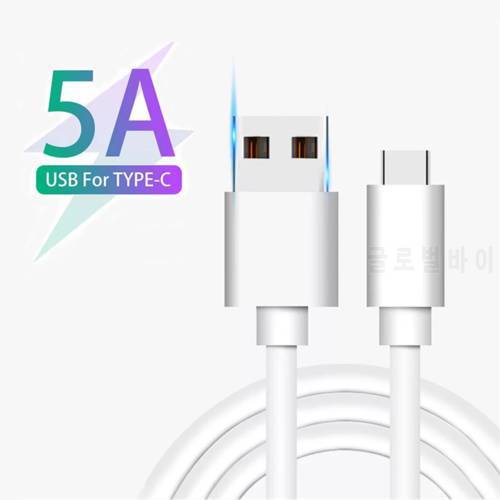 Fast Charge 5A USB Type C Cable For Samsung S20 S9 S8 Xiaomi Huawei P30 Pro Mobile Phone Charging Wire White Cable