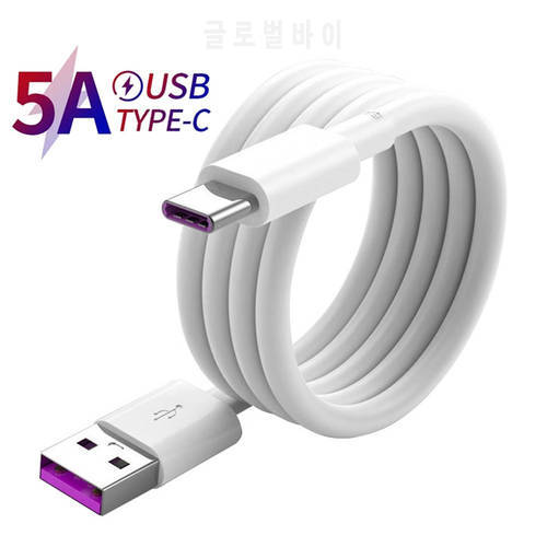 5A USB Type C Cable For Samsung S20 S9 S8 Xiaomi Huawei P30 Pro Fast Charge Mobile Phone Charging Wire White Cable 0.2/1/1.5/2m