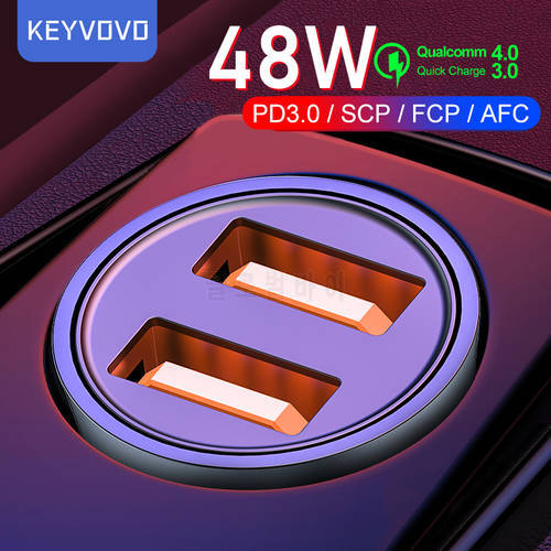 KEYVOVO 48W USB Car Charger PD QC 3.0 Type C Fast Charging Phone Charger For iPhone 13 12 11 Pro Max XR Huawei Xiaomi Samsung