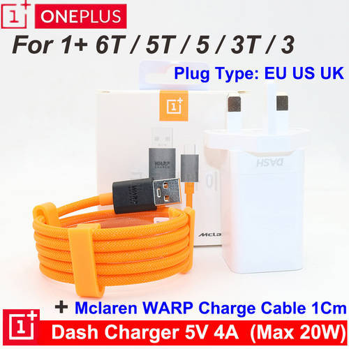 For Oneplus 20W Dash Charger 5V4A For One plus 6T 5/5T/3T Dash Charge Adapter 100cm Round Dash USB 3.1 Charge Type-C Cable