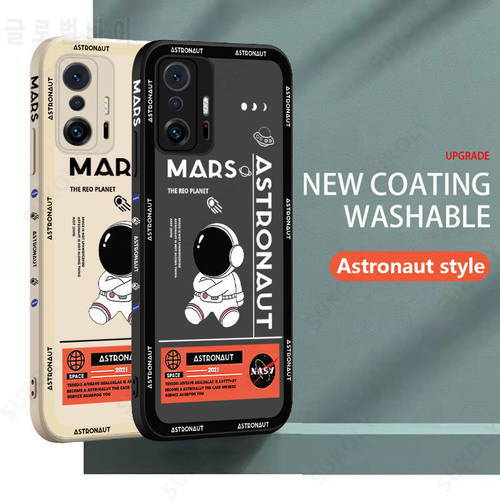 Cute Astronaut Silicone Case For Xiaomi Redmi Note 10 9 8 Pro 9s 10s 11s 11E 11T Poco X3 GT NFC M3 M4 Pro Mi 11 Lite 5G NE Cover